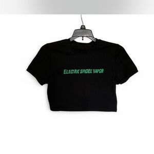 Black crop top with vapor lettering
